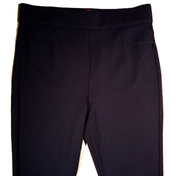 SPANX Pants sz Lge Navy Blue Style 20214R Ponte Ankle Pull-On Pockets EUC - Picture 2 of 10